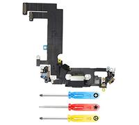 MMOBIEL Conector de Carga Compatible con iPhone 12 Mini 2020 - Puerto de Carga - Dock Connector Cable Flex - Audio Jack/Micrófono/Antena Repuesto - Incl Destornilladores - Negro