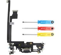 MMOBIEL Conector de Carga Compatible con iPhone 12 Pro MAX 2020 - Puerto de Carga - Dock Connector Cable Flex - Audio Jack/Micrófono/Antena Repuesto - Incl Destornilladores - Negro