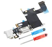 MMOBIEL Conector de Carga Compatible con iPhone 6 2014 - Puerto de Carga - Dock Connector Cable Flex - Audio Jack/Micrófono/Antena Repuesto - Incl Destornilladores - Blanco