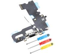 MMOBIEL Conector de Carga Compatible con iPhone 7 2016 - Puerto de Carga - Dock Connector Cable Flex - Audio Jack/Micrófono/Antena Repuesto - Incl Destornilladores - Negro