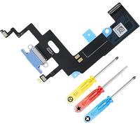 MMOBIEL Conector de Carga Compatible con iPhone XR - 6.1 Inch - 2018 - Puerto de Carga - Dock Connector Cable Flex - Audio Jack/Micrófono/Antena Repuesto - Incl Destornilladores - Azul