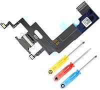 MMOBIEL Conector de Carga Compatible con iPhone XR - 6.1 Inch - 2018 - Puerto de Carga - Dock Connector Cable Flex - Audio Jack/Micrófono/Antena Repuesto - In estornilladores - Negro
