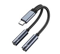 MMOBIEL Divisor Auriculares Audio Auxiliar USB-C a Dual 3.5mm 32 Bit Tipo-C to Doble 3.5mm Hembra Auriculares Audio Jack Adaptor para iPhone 17 16 15, iPad Air/Pro, MacBook, Galaxy S26 S25 S24 S23 S22