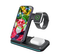 MMOBIEL Estación de Carga Inalámbrica Compatible con iPhone, Apple Watch y AirPods - Cargador Inalámbrico 3 en 1-15 W - Cargador RáPido Premium - Base de Carga Rápida Inalámbrica - Negro
