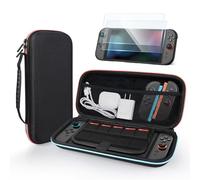 MMOBIEL Funda de Transporte para Nintendo Switch 2 Estuche Rígido Compacto con 10 Ranuras para Juegos, Bolsillo de Malla, Forro Suave, 2 Protectores de Pantalla - Bolsa Protectora - Negro