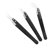 MMOBIEL Juego de 3 pinzas de cerámica para soldadura, curvadas, resistentes al calor, 1600 C/3000 F, para reparaciones electrónicas, joyas, ordenadores, trabajos de soldadura de laboratorio, etc.