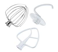 MMOBIEL Juego de Accesorios de 3 Piezas para KitchenAid 4.5-5 Cuartos Tilt-Head Batidoras Serie Artisan & Classic Aluminio K45 Batidor, Batidora Plana y Gancho de Masa - Sólo Lavar a Mano