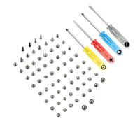 MMOBIEL Juego de Tornillos para iPhone 15 - Set Completo de Reemplazo - Kit Completo de Reparación Incluye Tornillos Pentalobe Inferiores en Negro et Plata y 4 Destornilladores