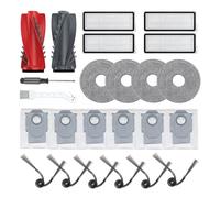 MMOBIEL Kit de 24 Piezas para Roborock G30U/G20S Ultra/Saros 10R/P20 Ultra/P20 (Ultra) Plus/Qrevo Curv (2Pro) 2 Cepillos Principales & 6 Laterales, 6 Bolsas Aspiradora, 4 Mopas & 4 Filtros etc.