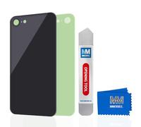 MMOBIEL Repuesto de Cristal Trasero Compatible con iPhone SE 2020/8-4.7 Pulgadas, Cubierta Trasera de Cristal Real, Incluye Herramienta de Apertura y Adhesivo, Color Negro