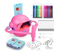 MMOBIEL Robot de Dibujo para Niños Juguete Educativo Interactivo con 100 Tarjetas, 12 Rotuladores de Colores, Guía por Voz y Batería USB-C - Regalo Creativo para 3-9 Años - Rosa