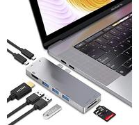 MMOBIEL USB C Hub 8en1 Comp. con MacBook Pro/Air 2019 2018 2017 2016 13" 15" Adapt. Doble C Thunderbolt 3 100W Energía 4K HDMI 3xUSB 3.0 Tarjeta SD/TF