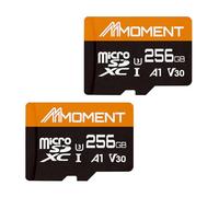 MMOMENT Tarjeta micro SDXC de 256 GB (paquete de 2), compatible con A1, UHS-I, U3, clase 10, velocidad de lectura de hasta 95 MB/s, velocidad de escritura de hasta 65 MB/s, adaptador SD incluido