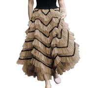 MMOOVV Falda tutú de cintura alta para mujer, falda plisada, falda de malla, falda de hadas, falda de longitud media, falda de baile, falda de diseñador, faldas rosas calientes talla única, caqui,