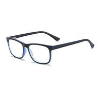 MMOWW Gafas de lectura anti-Blu-ray, gafas cuadradas de moda para ordenador para hombres y mujeres con bisagra de resorte antifatiga(azul,+2.0)