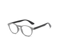 MMOWW Gafas de Lectura con Filtro Anti Luz Azul para Ordenador, Gafas Redondas de Moda para Hombres y Mujeres con Bisagra de Resorte Antifatiga (Gris, +3.5)