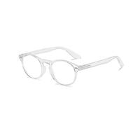 MMOWW Gafas de Lectura con Filtro Anti Luz Azul para Ordenador, Gafas Redondas de Moda para Hombres y Mujeres con Bisagra de Resorte Antifatiga (Transparente, +1.5)