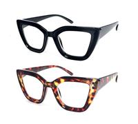 MMOWW Gafas de Lectura Mujer Anti Luz Azul, Moda Ojos de Gato Gafas de Presbicia Mujer, Lente Clara con Vision Clara (Negro+Tortuga, +1.0)