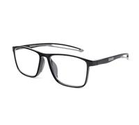 MMOWW Gafas de Lectura para Hombres Mujeres Deportivo TR90 Bloqueo a Luz Azul Ultraligero Montura Rectangular Cómodo Trabajo Lectura (Negro, +2.0)