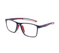 MMOWW Gafas de Lectura para Hombres Mujeres Deportivo TR90 Bloqueo a Luz Azul Ultraligero Montura Rectangular Cómodo Trabajo Lectura (Rojo, +2.0)