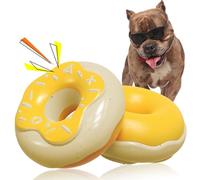 MMSGA Juguetes con Donuts Sonido para Perros，Mordedor Perro Grande，Juguetes Perro Resistentes，Juguetes Interiores y Exteriores Caninos Grandes y Medianos para Masticadores Agresivos (Amarillo)