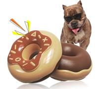 MMSGA Juguetes con Donuts Sonido para Perros，Mordedor Perro Grande，Juguetes Perro Resistentes，Juguetes Interiores y Exteriores Caninos Grandes y Medianos para Masticadores Agresivos (Café)