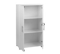 MMT - Armario de Almacenamiento de Oficina, Madera Blanca, 120 cm de Alto, con Cerradura, para Oficina, Garaje, Utilidad.