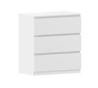 MMT - Cómoda blanca - Mueble de dormitorio con 3 cajones (70 cm x 77 cm x 40 cm) - Armario de almacenamiento moderno para dormitorio o sala de estar