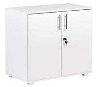 MMT Armario Blanco Para Oficina En Casa, Armario Multiusos Con Estanteria Con Puertas, Archivador De Documentos Con Bloqueo De Llave, 2 Estantes, 80x40cmx75 Centimetre, Madera Blanca