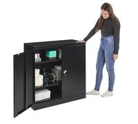 MMT Furniture Designs Ltd Gabinete pequeño de acero, archivador con cerradura de 2 puertas, armario de almacenamiento de metal para el hogar, documentos de oficina, archivos, cocina, despensa y garaje