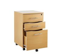 MMT Furniture Designs MMT-IV05 Pedestal de haya con 3 cajones para debajo del escritorio, laminado de madera fabricada, paquete plano (42W x44D x68H)cm