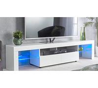 MMT Furniture Designs Mueble de TV, Madera de ingeniería, Blanco, 200 cm (Ancho) x 40 cm (Profundidad) x 45 cm (Alto)