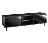 MMT - Soporte de TV negro para Smart TV, mueble de TV de 140 cm de alto brillo con patas altas y asas negras, se adapta a televisores de hasta 65 pulgadas, unidades de TV para sala de estar