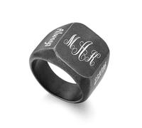 MMXX Anillo Sello Personalizados para Hombre Mujere Anillos de Acero Inoxidable con Iniciales Grabadas Nombre Fecha Regalo Personalizado para Padre Esposo Paquete con Ajustadores de Tamaño