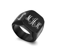 MMXX Anillo Sello Personalizados para Hombre Mujere Anillos de Acero Inoxidable con Iniciales Grabadas Nombre Fecha Regalo Personalizado para Padre Esposo Paquete con Ajustadores de Tamaño (B2#10)