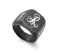 MMXX Anillo Sello Personalizados para Hombre Mujere Anillos de Acero Inoxidable con Iniciales Grabadas Nombre Fecha Regalo Personalizado para Padre Esposo Paquete con Ajustadores de Tamaño (A4#14)