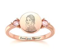 MMXX Anillos Piedra Natal Personalizados para Mujer Anillo Promesa Foto Nombre Personalizado Opción Grabado Foto Texto Joyas Conmemorativas Regalo para Amantes Madres y Mujeres (Estilo B3 - Talla 9)