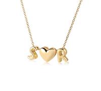MMXX Collar de Inicial y Piedra de Nacimiento Personalizado con Corazón Colgante de Latón Chapado en Oro 14K Collares Corazón Inicial para Mujer Regalo para Madre Hermana Esposa A2