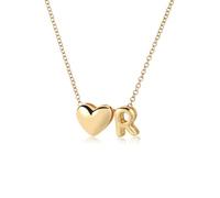 MMXX Collar de Inicial y Piedra de Nacimiento Personalizado con Corazón Colgante de Latón Chapado en Oro 14K Collares Corazón Inicial para Mujer Regalo para Madre Hermana Esposa A1