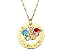 MMXX Collar de Piedra de Nacimiento Personalizado para Mujer Nombre Collar Personalizado 2-5 Nombres Oro/Plata/Oro Rosa Colgante Redondo con Piedras Nacimiento Joyería Familiar Regalo para Mamá - D2