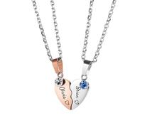 MMXX Collar Personalizado a Juego para Parejas 2 Piezas Colgante Corazon de Acero Inoxidable Grabado con Nombre Fecha Collar de Amistad con Doble Corazon para Novia Novio BFF (B3)