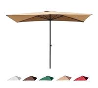 MMXYNXYD Media Sombrilla Rectangular Apoyada 200/240/270cm, Parasol para Jardín Terraza y Balcón, Altura Ajustable(Beige,270x150cm/9x5ft)