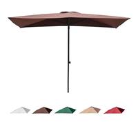 MMXYNXYD Media Sombrilla Rectangular Apoyada 200/240/270cm, Parasol para Jardín Terraza y Balcón, Altura Ajustable(Brown,200x100cm/6.5x3ft)
