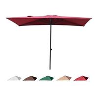 MMXYNXYD Media Sombrilla Rectangular Apoyada 200/240/270cm, Parasol para Jardín Terraza y Balcón, Altura Ajustable(Red,200x130cm/6.5x4ft)