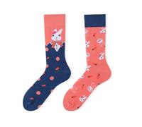 Mmyzao Divertidos calcetines unisex 35-46 patrones asimétricos izquierda y derecha Múltiples motivos en los ámbitos de animales, comida, deporte y arte, Señor Conejo, 35-46