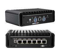 MNBOXCONET Mini PC Core i5 1165G7 Quad Core Fanless Firewall, Micro Appliance Hardware 8GB RAM 128GB SSD Computer 6 x 2.5GbE LAN, Console, Sim Card Slot, OPNsense, AES-NI