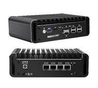 MNBOXCONET Mini PC Firewall Fanless J6413 Micro Application Computer Hardware, 4 x 2.5GBE LAN, DDR4 16GB RAM 512GB SSD, 2 SATA3.0, 2 HD1.4, TF, Type-C, Compatiable with OPNsense AES-NI