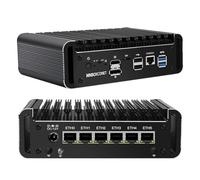MNBOXCONET Mini PC Firewall Fanless J6413 Micro Application Computer Hardware, 6 x 2.5 GbE LAN, DDR4 8GB RAM 256GB SSD, 7 Pin SATA3.0, HD DP Display, Sim Slot, Console AES-NI