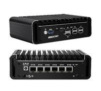 MNBOXCONET Mini PC Firewall Hardware N150, Micro Fanless Appliance Computer 6 x 2.5GbE I226-V LAN, DDR5 8GB RAM 128GB SSD, 2HD 4K for Businesses Cybersecurity, Support OPNsense Win, TF USB-C Slot