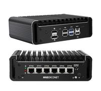 MNBOXCONET Mini PC Firewall Lüfterlos Core i3 1215U(up to 4.4GHz), DDR5 Barebone Micro Appliance Hardware Computer 6 x 2.5GbE I226-V LAN, OPNsense, USB C, TF, AES-NI